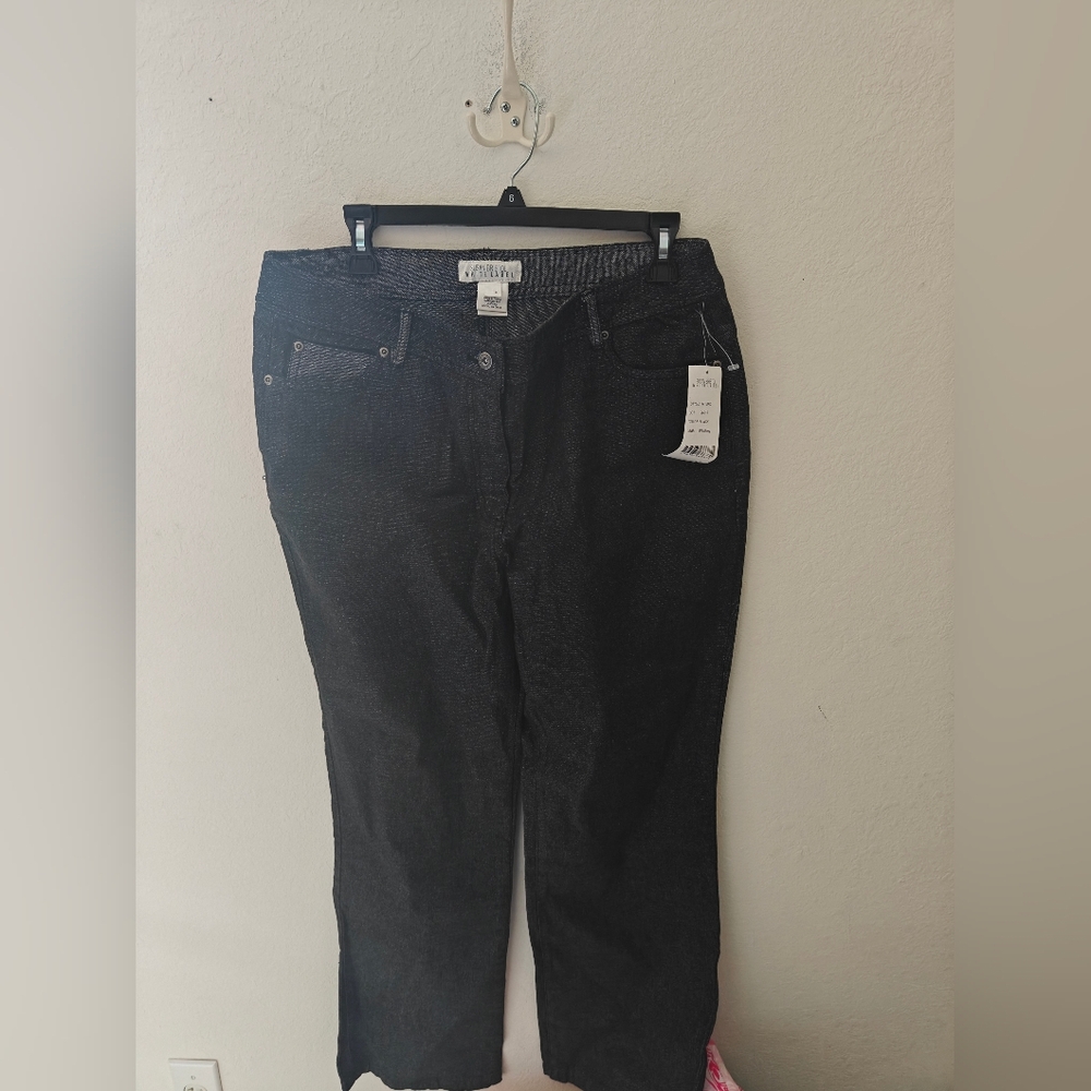 NWT Susan Bristol White Label Black Sparkle Print Women's Jeans